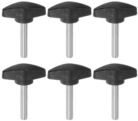 QUARKZMAN 6 Stück Rändelschraube Flügelschrauben Kunststoff Tee-Flügelknöpfe M6 x 35mm Metrisches Gewindebolzen T-Kopf Kunststoffknöpfe Daumenschrauben Handklemmknopf, Schwarz