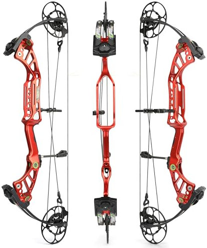 surwolf Compound Bogen,Jagd und Targeting,Wurfarm Made in USA,Zuggewicht 40-75lbs einstellbar,Zuglänge 25.5-30.5,bis zu IBO 350FPS Geschwindigkeit,Jagdbogen (rot-Bogen)