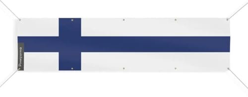 Pixelforma Bandiera della Finlandia con 10 occhielli in diverse misure (XL) 160 x 640 cm