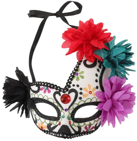 VALICLUD Masque De Carnaval Mexicain Pour Halloween Masque Day of The Dead Avec Fleurs Accessoire De Cosplay Élégant Et Unique Pour Fête Et Célébration