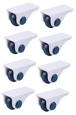 CHILDWEET 8pcs Blue Self-adhesive Sticky Pulleys Set for Storage Boxes, Multifunctional Household Rollers with Directional Wheels for Organizing and Moving Storage Cases