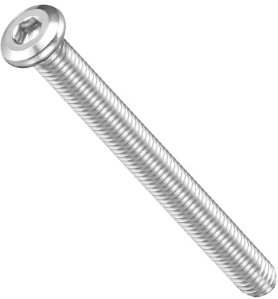 METALLIXITY Flat Head Hex Socket Cap Screws M8-1.25x80 10Pcs | 304 SS Hex Socket Furniture Bolts Screws - for Furniture Woodworking Project Silver Tone