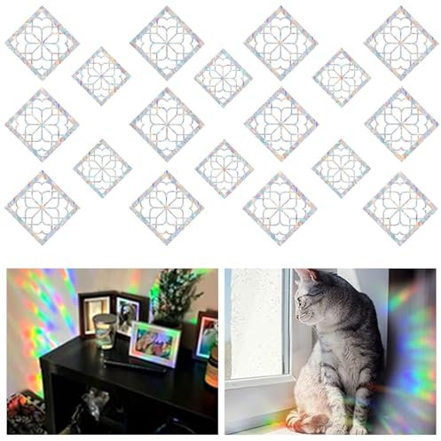 BelleVive Lot de 18 autocollants de fenêtre anti-collision pour protéger les oiseaux contre les collisions de fenêtre, en vinyle, couleurs arc-en-ciel