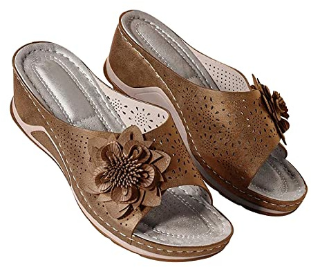 VPQILH Ciabatte Ortopediche Donna Estivi Offerta Bassi, Fiori Sandali con Zeppa Donna Estate Comode Platform Pantofole Aperte Sandalo Eleganti Leggere Plateau Scarpe Antiscivolo Suole per Camminare