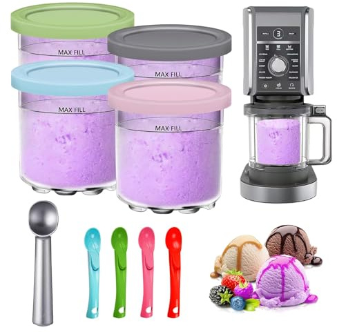 Ninja NC299, NC300, NC301 Series 16oz Glass Container with Lid and 5 Scoop Ice Cream Spint for BPA Free Creami Accessories
