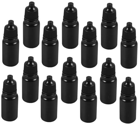 VALICLUD Liquid Dispenser Bottles 24pcs Pe Plastic Small Size Squeezable Black 10ml Eye Dropper Bottles for Travel and Personal Care
