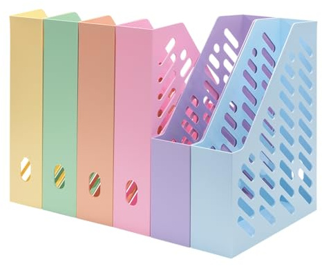 Büro Sammler für Zeitschriften und Papiere Hochformat Staehsammler dekorativ (Pastell Sortiert, 6er Set)