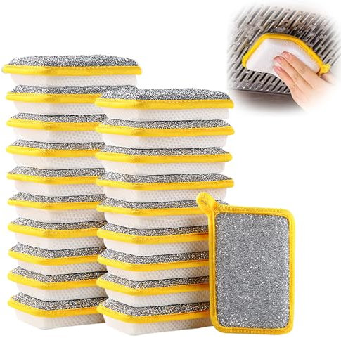 Qivine Wiederverwenden Schmutzradierer Schwamm, Mikrofaser Schwämme Küche Doppelseitig, 13.5×9×2.5cm Spülschwamm Waschbar für Küche, Bad, Boden und Wand (20)