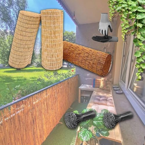 Schilfrohrmatte Sichtschutz 60cm 90cm 100cm 110cm 120cm 130cm 140cm Hoch Windschutz Sonnenschutz Balkon Gartenzaun Verkleidung Schilfmatte Strohmatte Sichtschutzzaun