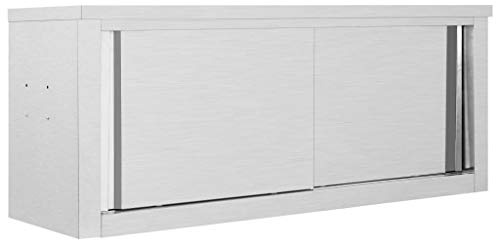 HUAKEHOM Wandhängeschrank mit Schiebetüren Gastro Hängeschrank Wandschrank Schrank Küchenschrank Oberschrank Küche 120×40×50 cm Edelstahl