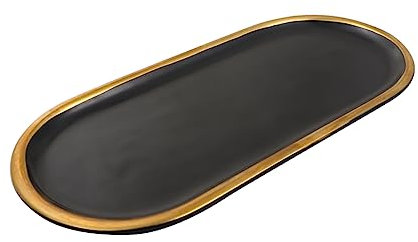 POPETPOP Plateau De Présentation Bijoux Céramique Noir, Style Nordique, Assiette En Porcelaine, Petite Taille, Multifonction Display Bijoux Et Assiette à Sushi Pour Usage Intérieur