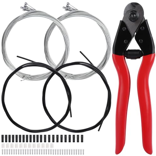LDHHYH 87Pcs Stainless Steel Bicycle Cable Cutter and Brake/Shifter Cable Set, Universal Bike Cable Kit Bicycle Brake Cable Shift Cable with Bike Cable End Caps O-Rings