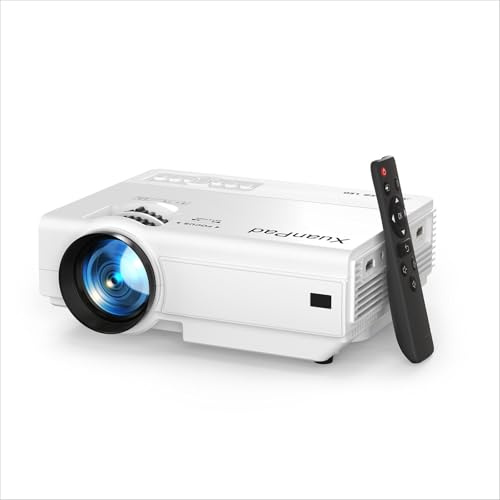 XuanPad Mini Projector, 2025 Upgraded 15000L Portable Video Home Projector, HD 1080P Supported, Compatible with TV Stick, HDMI, USB, AV, Laptop, iPhone, Android Smartphone