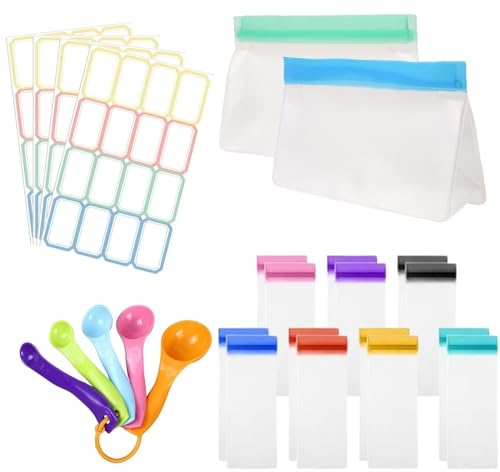EVBOTGEE Set de Recipientes de Viaje para Proteína en Polvo, 25 Recipientes para Suplementos Portátiles para Proteína en Polvo con Cuchara