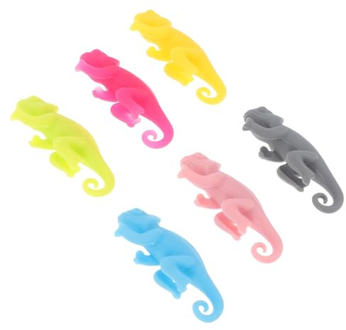 NUOBESTY Wine Glass Charms and Beer Glass Markers Set Colour Changing Chameleon Design Bar Accessories for Parties and Entertaining 6pcs Set