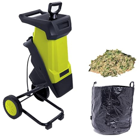 2400-W-Laubhäcksler, Gartenhäcksler Und -schredder Für 0–40 Mm Durchmesser, Häcksler, Doppelmesser, Häcksler Und Mulcher Mit 50-Liter-Auffangsack, Für Laub, Zweige Und Gartenabfälle,Yellow