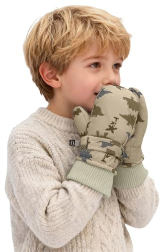 NaLatia Guanti invernali caldi per bambini motivo a dinosauri, guanti unisex per la stagione fredda, ideali per ciclismo, corsa e passeggiate, per bambini e bambine