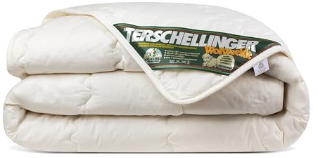 Terschellinger | Ganzjahres-Wollbettdecke | 100% IWS Reine Schurwolle Einzelbettdecke | 200 x 220 cm (extra lang)