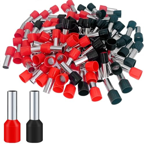 Harrisen Lot de 100 embouts de câble 25 mm² x 16 mm | Connecteur de câble en PVC partiellement isolé, cuivre étamé, manchons isolés, pour connexion de fil