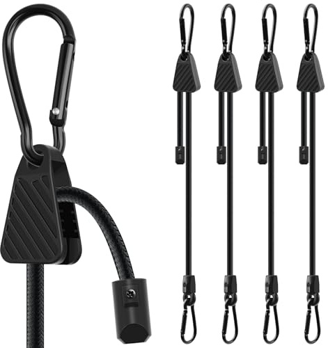 Verstellbar Spanngummi mit Karabiner, 4 Stück 45cm Expander mit Haken