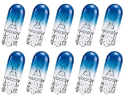 BIHEE Lámpara de posición azul, 10 unidades, T10, halógena, W5W, 12 V, 5 W, 4300 K, para iluminación interior, aparcamiento, matrícula, puerta, maletero, luz de lectura