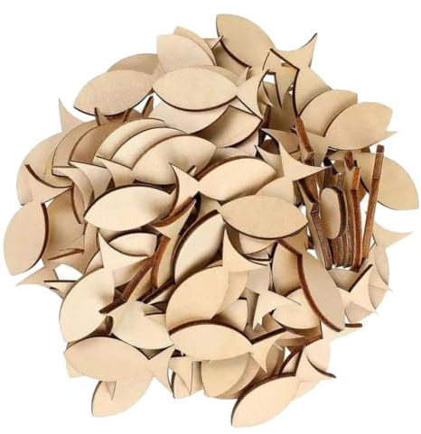 COMPUKAS 50 Stück Unfertige Holzfische aus Buchsbaum Kleine Fischrohlinge zum Bemalen Vielseitige Maritime Wanddeko für Nautische Bastelprojekte und Wohnaccessoires