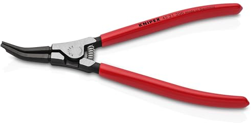 Knipex Pince pour montage de rondelles ressort et Circlips sans trou - Long: 222 mm - Mâchoires Coudées avec trou de centrage, Pour rondelles min, de12mm - Ouv mini des anneaux 2,2 mm - 45 21 200