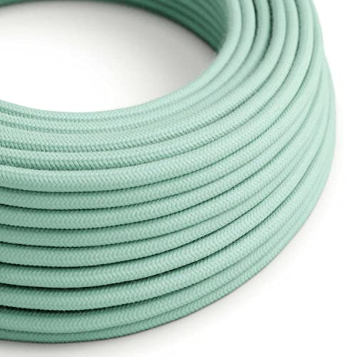 Cable Eléctrico Redondo Recubierto en Algodón Color Sólido Leche y Menta RC34-20 Metros, 3x0.75