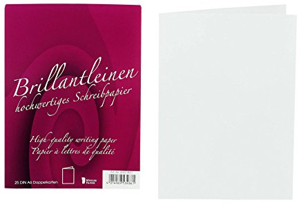 Rössler Brillantleinen Kartenpack | Kartenset | 20 Klappkarten blanko | Format DIN A6 | Blanko Karten zum Selbstgestalten | Einladungskarten blanko | 11 x 1 x 15 cm| 1 Stück | Farbe: Weiß