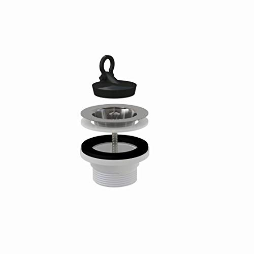 AlcaPlast Desagüe para fregadero de 1,5, válvula de desagüe de 60 mm, con tapón, ejecución: sin rebosadero