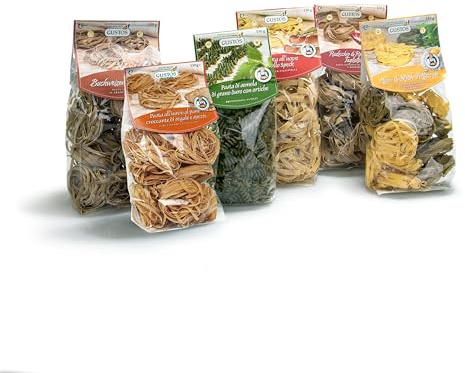 GUSTOS - Pasta Artigianale Prodotta in Alto Adige, 100% Made In Italy, Set di 6 Confezioni, Materie Prime di Primissima Scelta