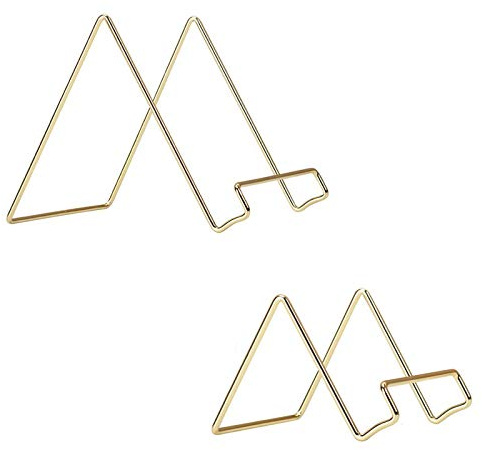2 Stück Gold Metall Tellerständer, Dekorativer Kunst Display Ständer, Eisen Staffelei Platten Fotohalter, Tablet und Telefon Eisen Display Standhalterung, groß und klein
