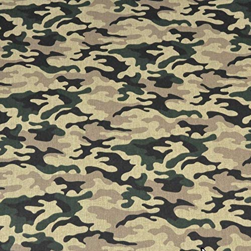 Pingianer 11,99€/m Camouflage Tarn 100% Baumwolle Baumwollstoff Kinder Meterware Handwerken Nähen Stoff (Camouflage Grün Schwarz Dunkelcreme, 200x160cm (11,99€/m))