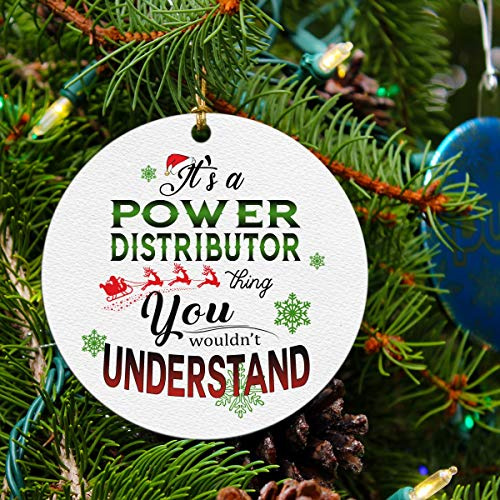 Christmas Ornament Funny Gift Job Power Distributor Ornaments Xmas Decorations Tree Congrats On New Job Good Luck Gift Family Best Friend Holiday Home Decor MDF 3 White
