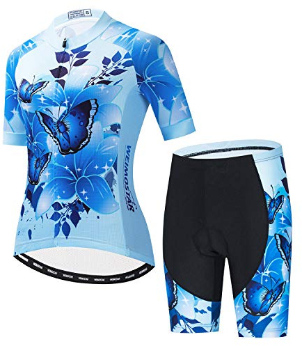 JPOJPO Dam cykeltröja set cykel kortärmad passar t-shirt reflekterande + 5D vadderade shorts toppar