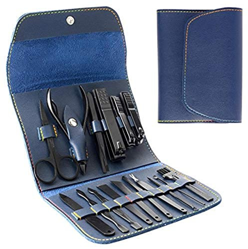 Pediküre Maniküre Set 16 in 1 Reisepflegeset Nagelpflege Werkzeuge Fußfeile Pediküre Set Edelstahl Maniküre Set mit PU Lederetui Geschenke für Männer/Frauen