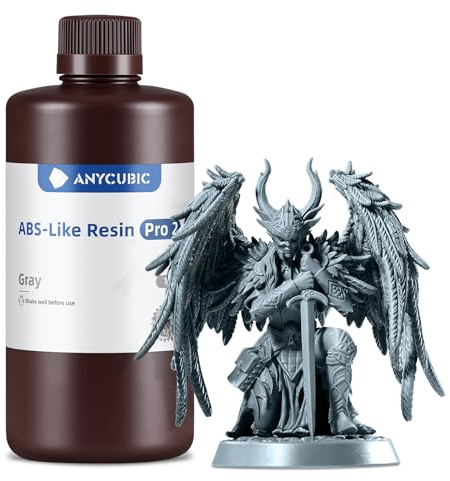 ANYCUBIC ABS-Like Resin Pro 2, 3D Drucker Resin mit erhöhter Festigkeit und Zähigkeit, Hoher Präzision und Geringe Schrumpfung, Weitgehende Kompatibilität mit allen Resin 3D Druckern (Grau,1000g) | 3D Drucker Resin mit erhöhter Festigkeit & Zähigkeit, Hoher Präzision, Weitgehende Kompatibilität mit allen Resin 3D Druckern