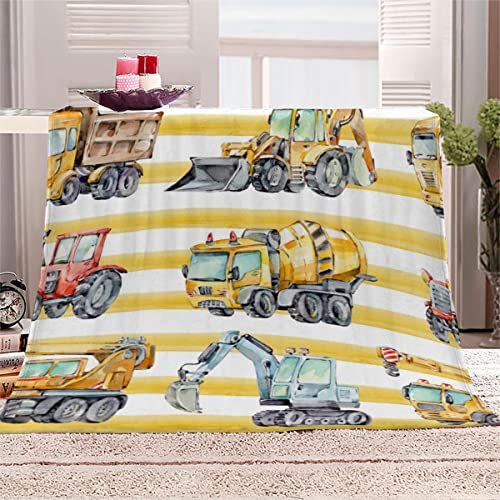 WALLDOR 3D Traktor Kuscheldecke Kinder 130x150 cm Waschbar Microfaser Flanell Decke mit Muster Bagger Wohndecke Weiche Warme Fleecedecke Sommer Sofadecke Couchdecke