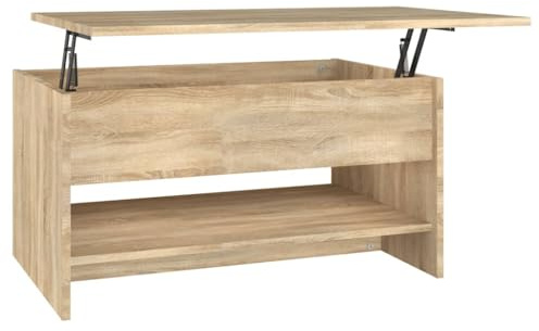 vidaXL Couchtisch Höhenverstellbar Kaffeetisch Beistelltisch Wohnzimmertisch Sofatisch mit Stauraum Sonoma-Eiche 80x50x40cm Holzwerkstoff