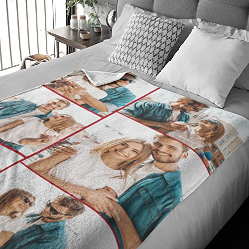love print Coperta Personalizzata in Pile Plaid Personalizzato con Foto Singola e Dedica Idea Regalo per Ogni Occasione Personalizzabile 100X150 (130x180, FOTO COLLAGE)