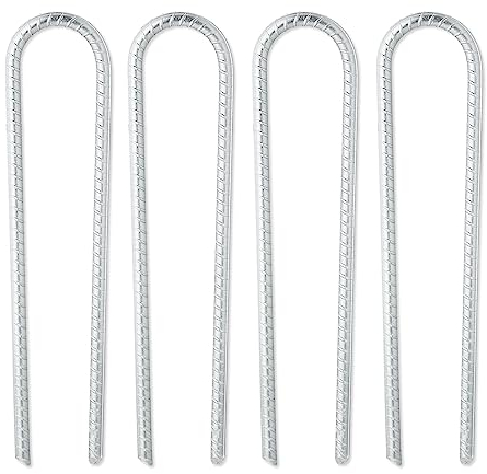 Relaxdays Bodenanker Trampolin, 4er Set, Erdanker U-Form, verzinkt, stabil, XXL Erdhaken, HxBxT: 30 x 7 x 1 cm, Silber