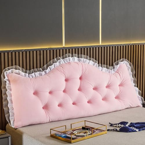 Rückenkissen Bett Lesen Kissen Prinzessinnen-Stil Bett Kopfteil Kissen Mit Anti-Rutsch Gurt Kopfteil Gepolstert Bett Rückenlehne Lendenkissen Bett Wandkissen Stützkissen Für Couch,C,120 * 50cm