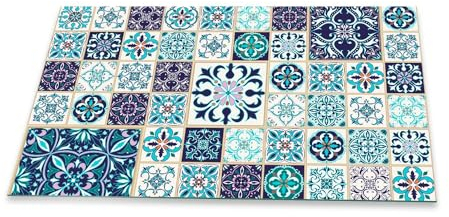 Herdabdeckplatte Abdeckung Ceranfeld Abdeckplatte Schneidebrett 1-Teilig 90x52 Mosaik Mehrfarbig Spritzschutz Glasplatte Ceranfeldabdeckung Schutz Herdschutz Sicherheitsglas Glasschneidebrett