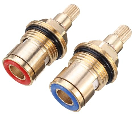 LEEQ 2 Stück Wasserhahn Ventiloberteil 1/2 Zoll 20 Zähne - Wasserhahn-Kartusche Ersatz Ventile, Wasserhahn Ventile Armaturen für Bad Küche, Keramik-Oberteil Armaturen, Messing Scheibe