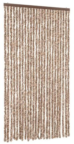vidaXL Cortina antimoscas Chenilla Beige y marrón Oscuro 100x230 cm