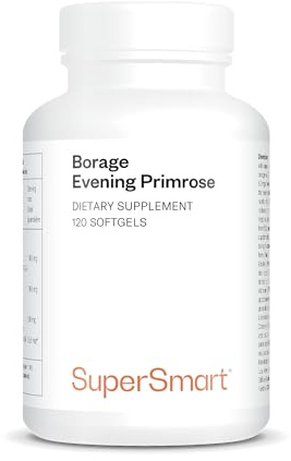 Supersmart - Borage & Evening Primrose (High Potency) - GLA Oil Gamma Linolenic Acid Cold Pressed - with Vitamin E, Borage Oil & Evening Primrose Oil Supplement | Non-GMO & Gluten Free - 120 Softgels
