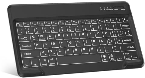 JADEMALL Bluetooth Tastiera per iPad, Samsung, Lenovo, Honor, Xiaomi, Retroilluminata Tastiera Ricaricabile Ultra Sottile Bluetooth Compatibile IOS/Windows/Android, Layout Italiano QWERTY, Nero