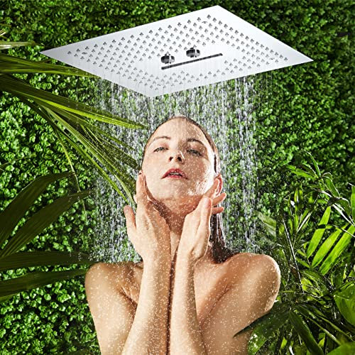 CLLBANT Regenduschkopf, 3 Funktionen (Regen, Wasserfall, Sprühnebel), Hochdruckduschköpfe, quadratischer, an der Decke montierter Wasserfall-Regenduschkopf, ultradünne Duschköpfe mit Wasse
