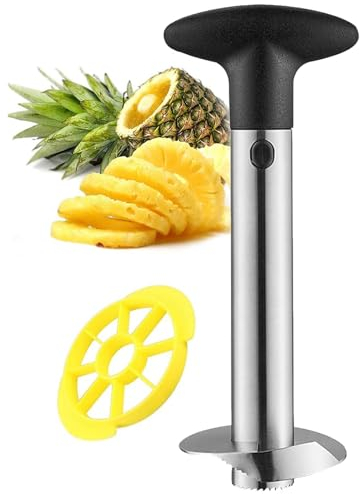Ukisisi Coupe Ananas Et Evideur, Coupe Ananas INOX, Découpe Ananas en Acier Inoxydable 3-en-1,Coupe-Ananas pour Éplucher, Coupe-Ananas pour Éplucher, Évider Et Trancher Le Fruit