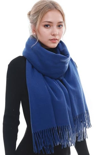 RIIQIICHY Schal Damen Winter Schals Tücher Winterschal Kuschelig Xxl Königsblau Damenschal Pashmina Herbst Frauen Kaschmir Schal mit Fransen